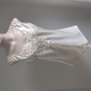 Vintage Beaded & Lace Satin Cream Camisole Size M